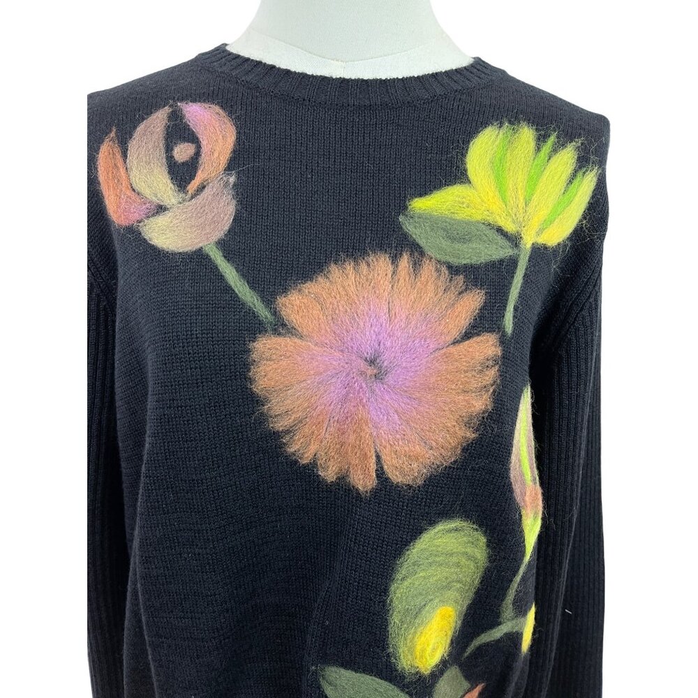 Spanner Womens Black Floral Pattern Sweater Size XL image 4